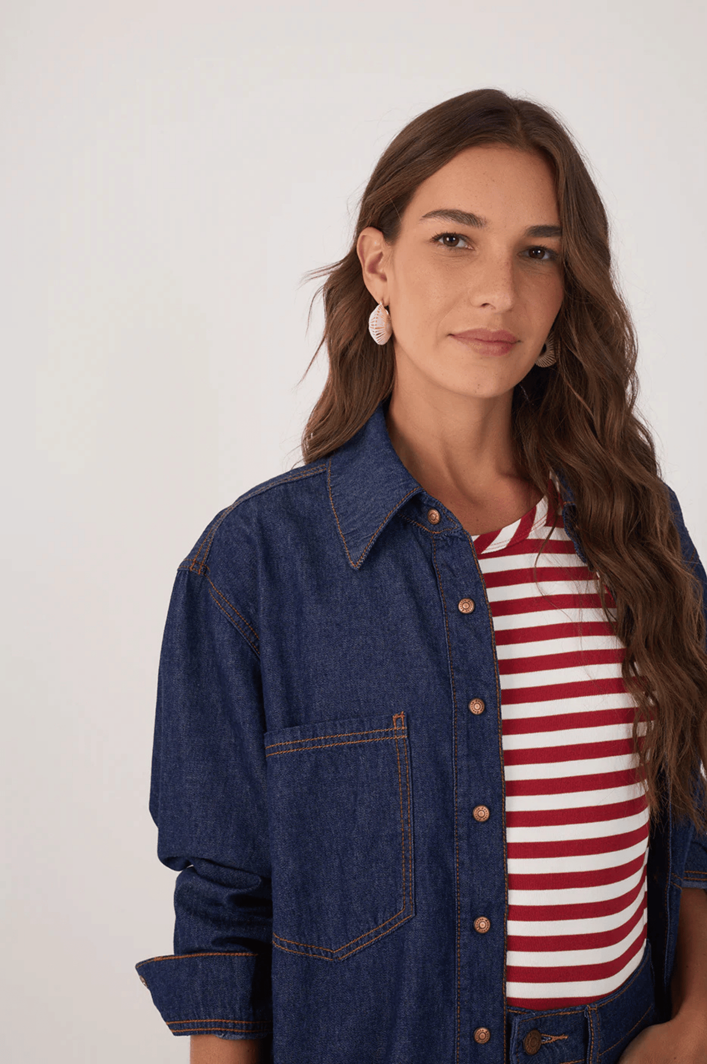 Denim Buttoned Front Pocket Shirt - Dark Wash