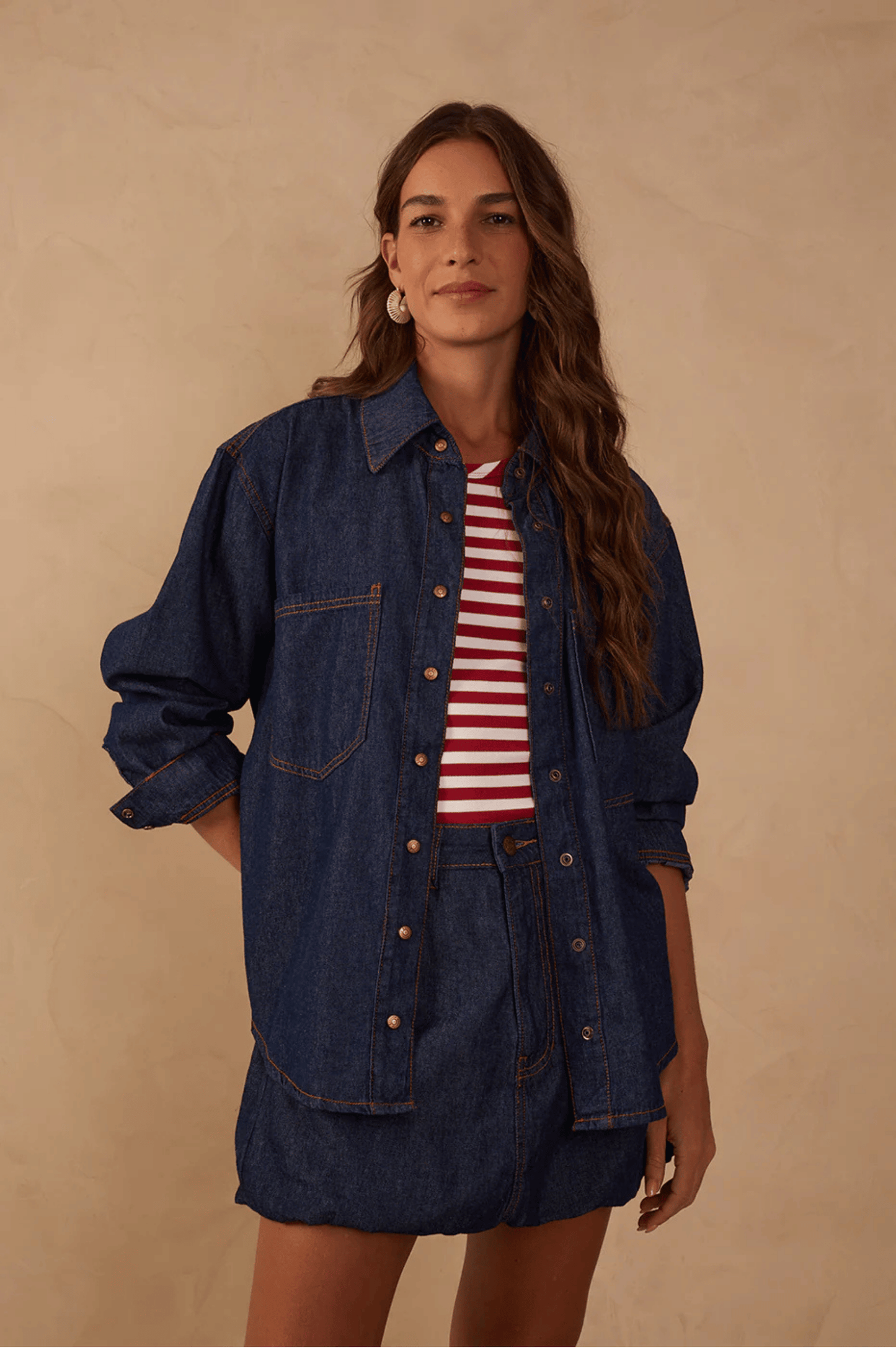 Denim Buttoned Front Pocket Shirt - Dark Wash