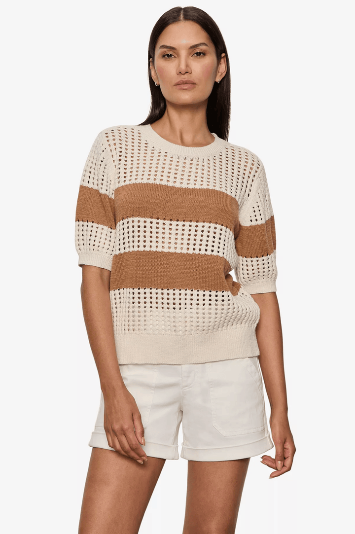 Beachside Openwork Tee - Collagen W/ Toasted Coconut