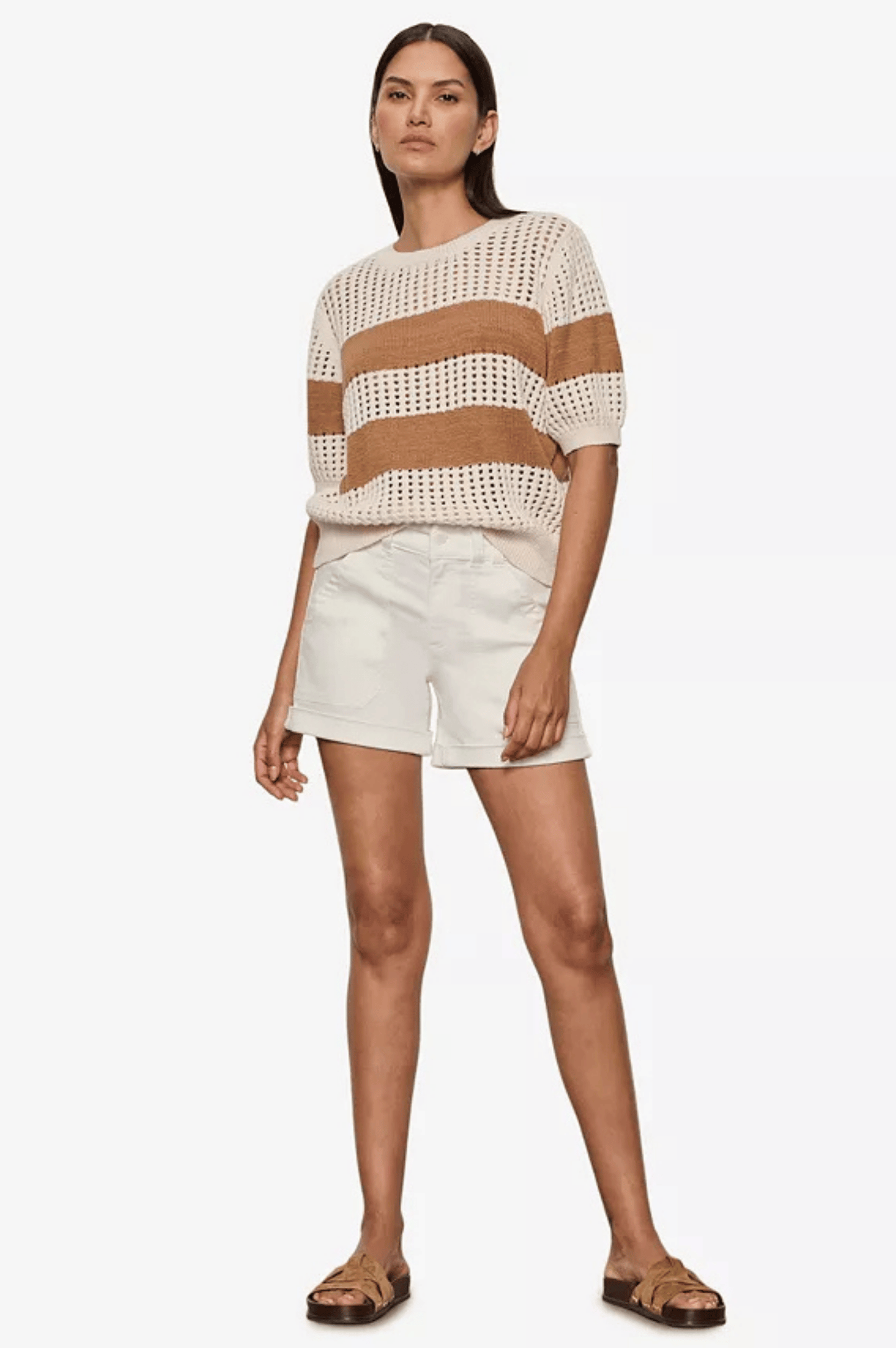 Beachside Openwork Tee - Collagen W/ Toasted Coconut