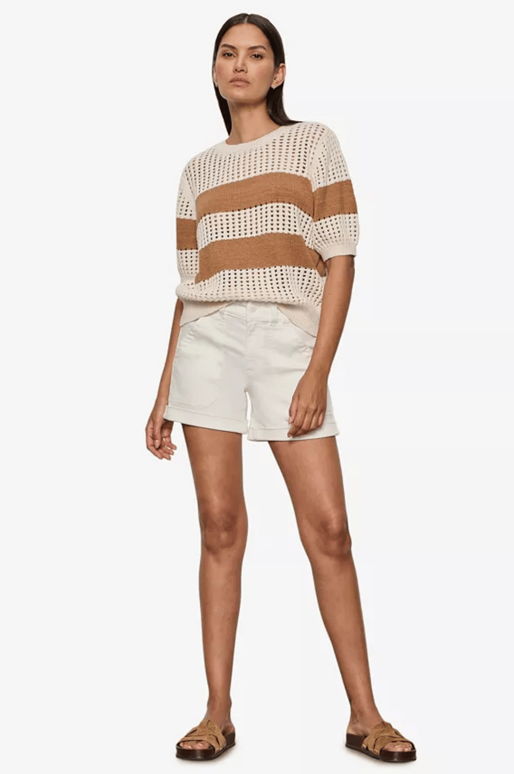 Beachside Openwork Tee - Collagen W/ Toasted Coconut