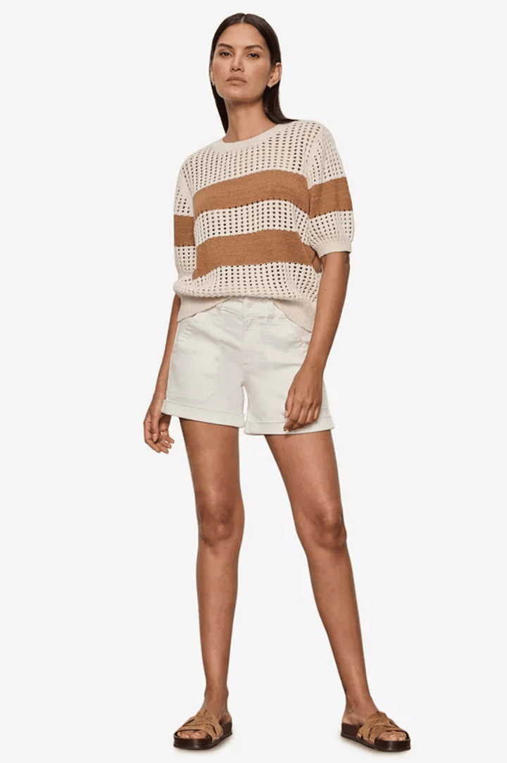 Beachside Openwork Tee - Collagen W/ Toasted Coconut