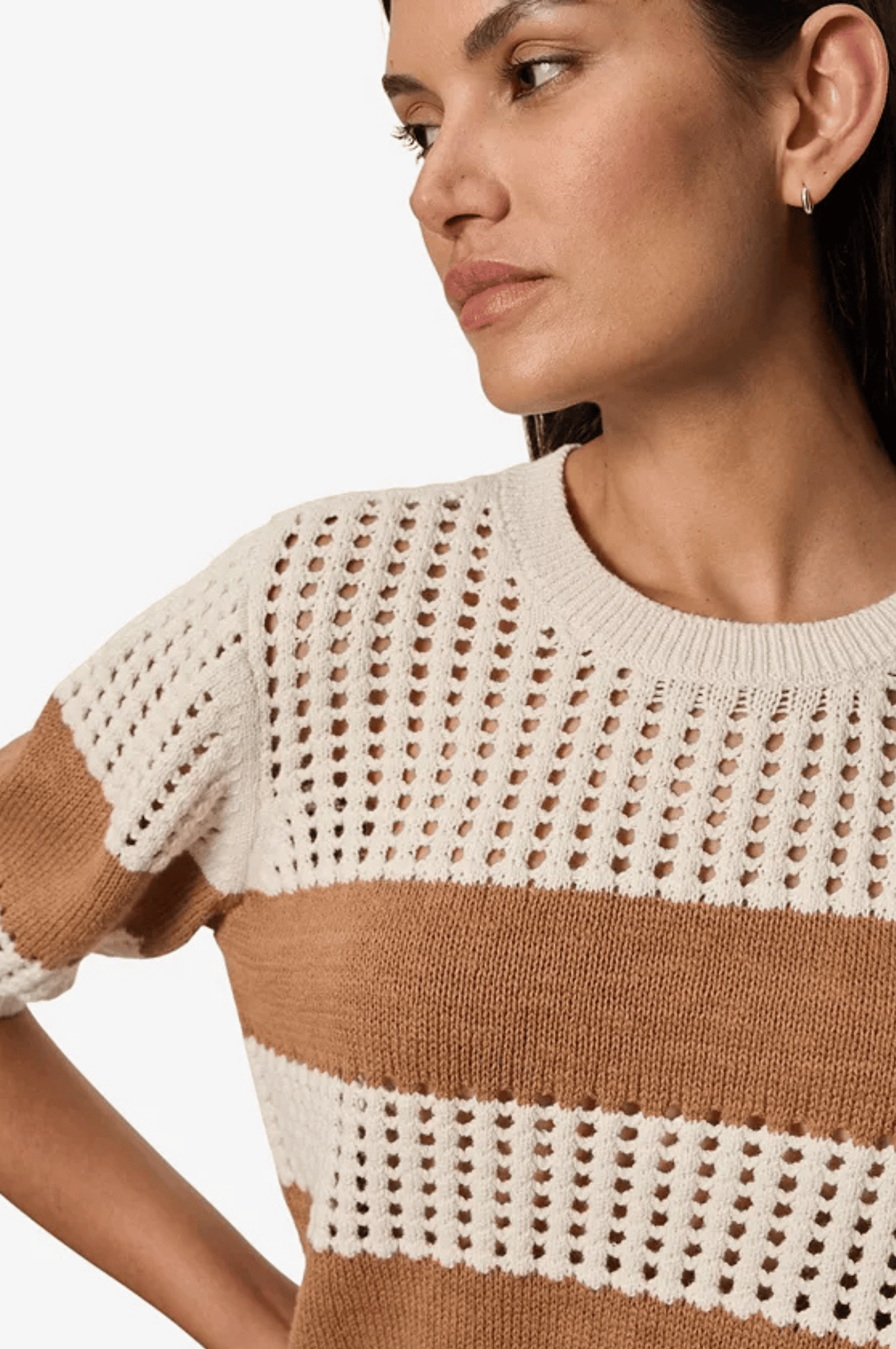 Beachside Openwork Tee - Collagen W/ Toasted Coconut