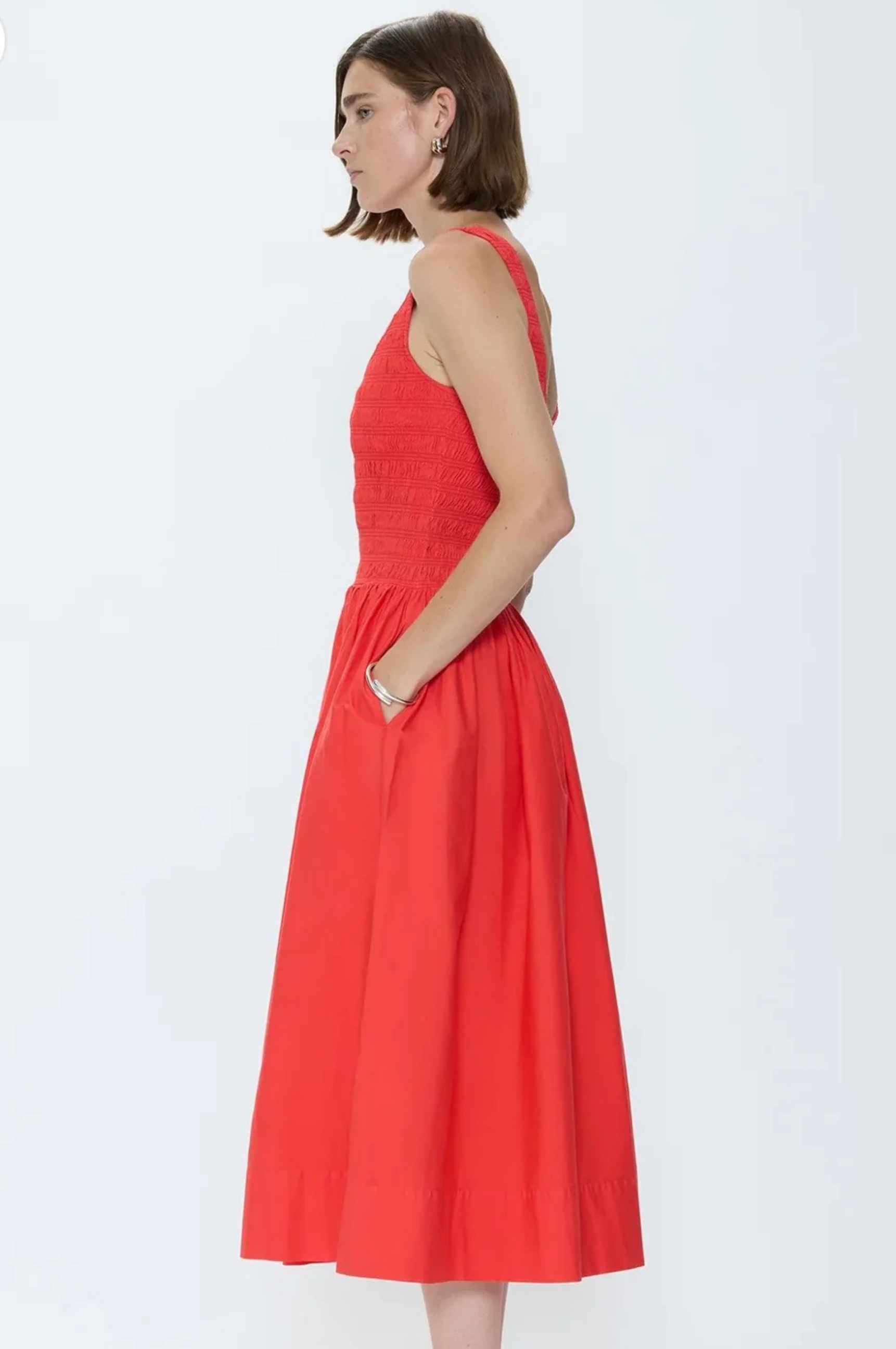 Alessia Smocked Drop Waist Dress - Maraschino