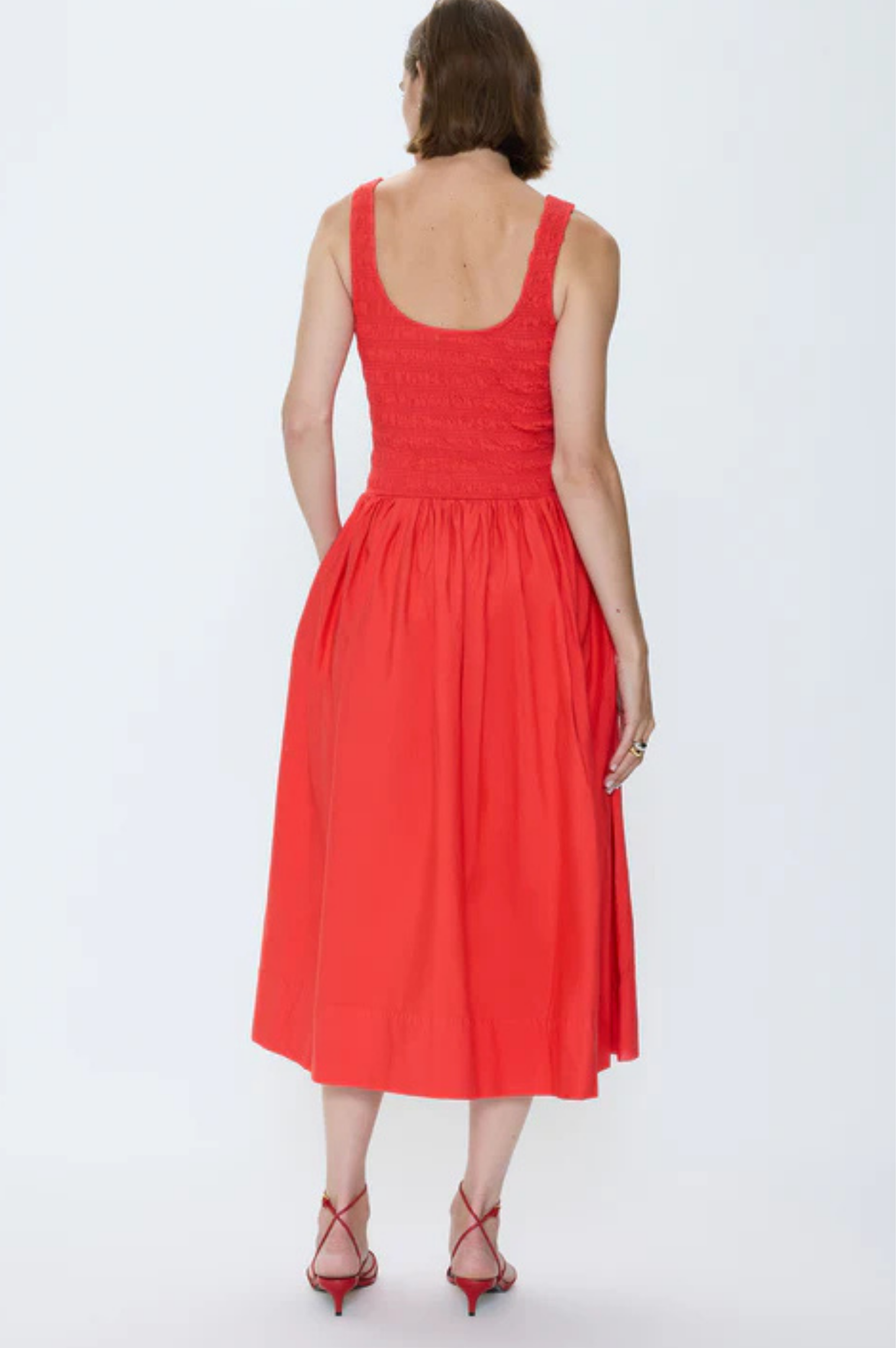 Alessia Smocked Drop Waist Dress - Maraschino