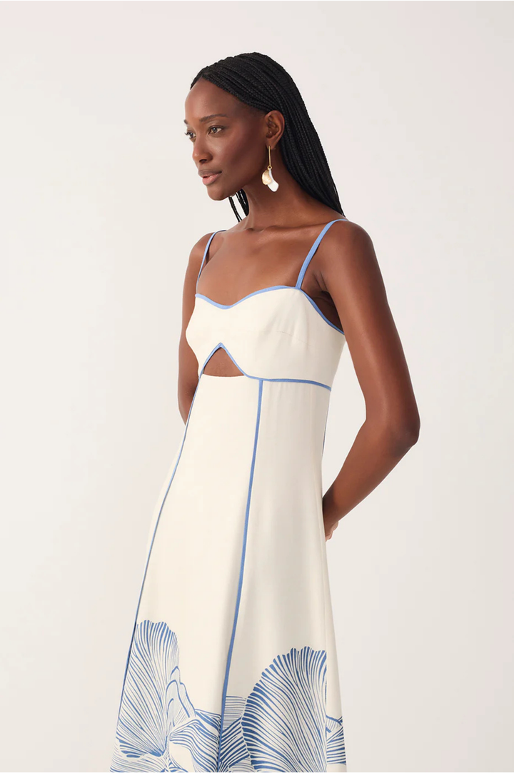 Off White Mergulho Cut-Out Linen Maxi Dress