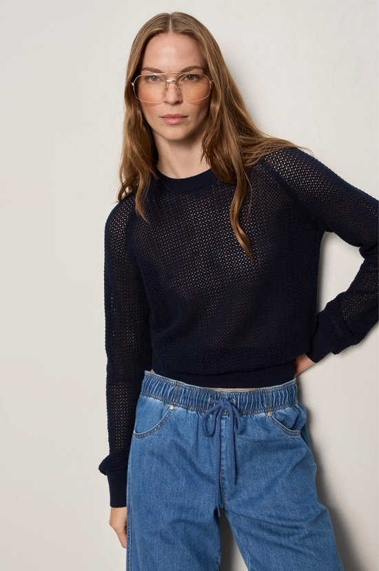 Soleil Open Stitch Sweater - Navy