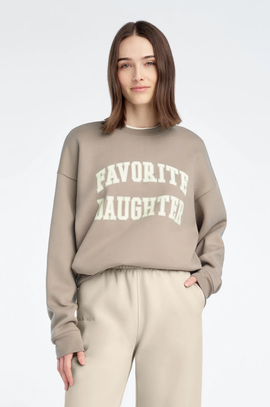 The Collegiate Sweatshirt- Soft Taupe/Gardenia