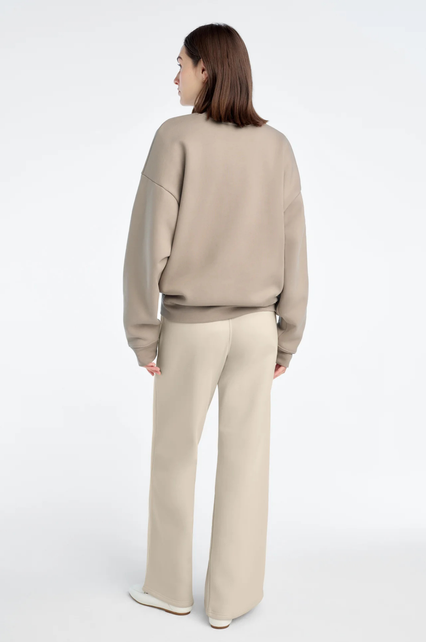 The Collegiate Sweatshirt- Soft Taupe/Gardenia