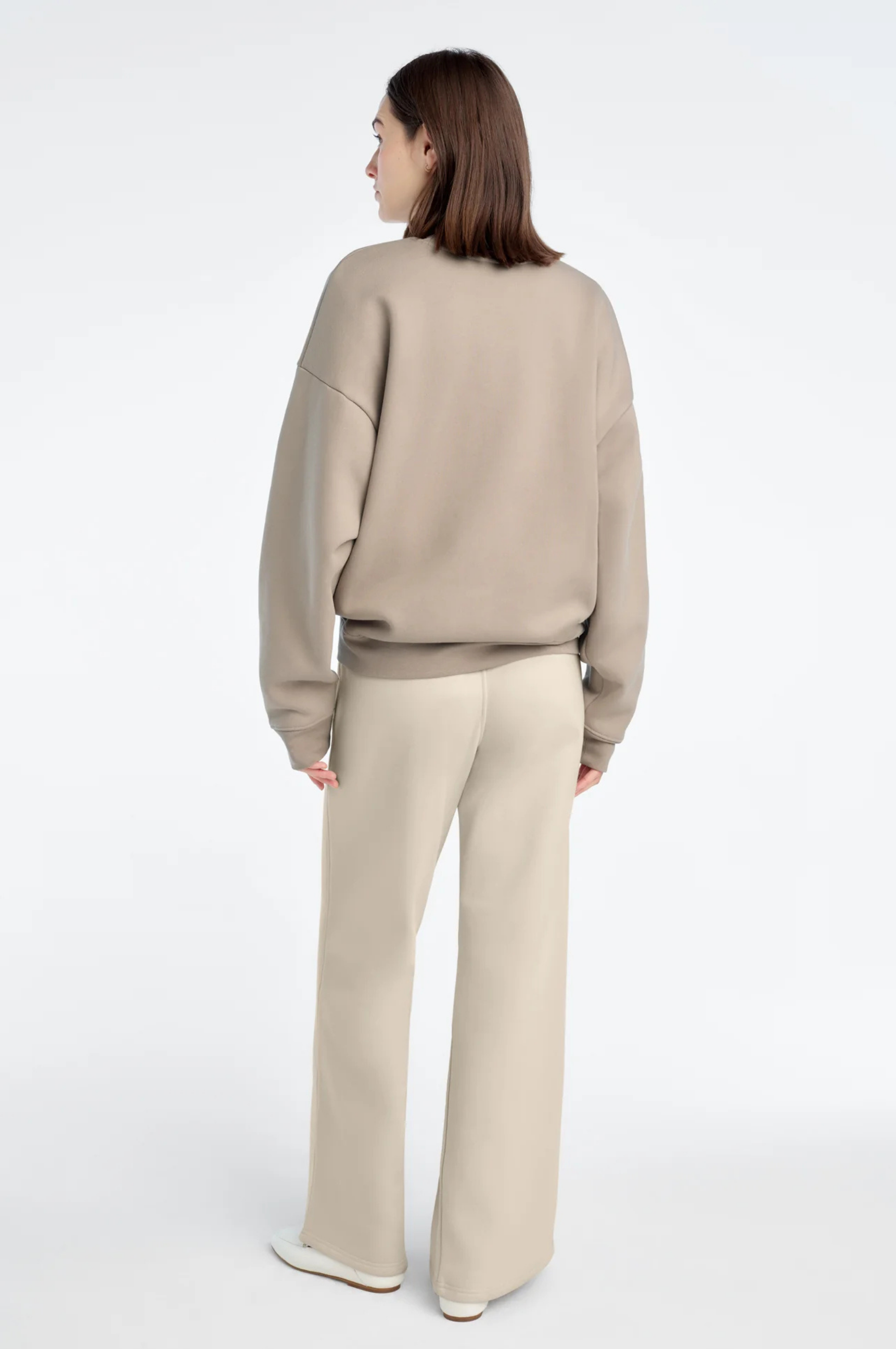 The Collegiate Sweatshirt- Soft Taupe/Gardenia