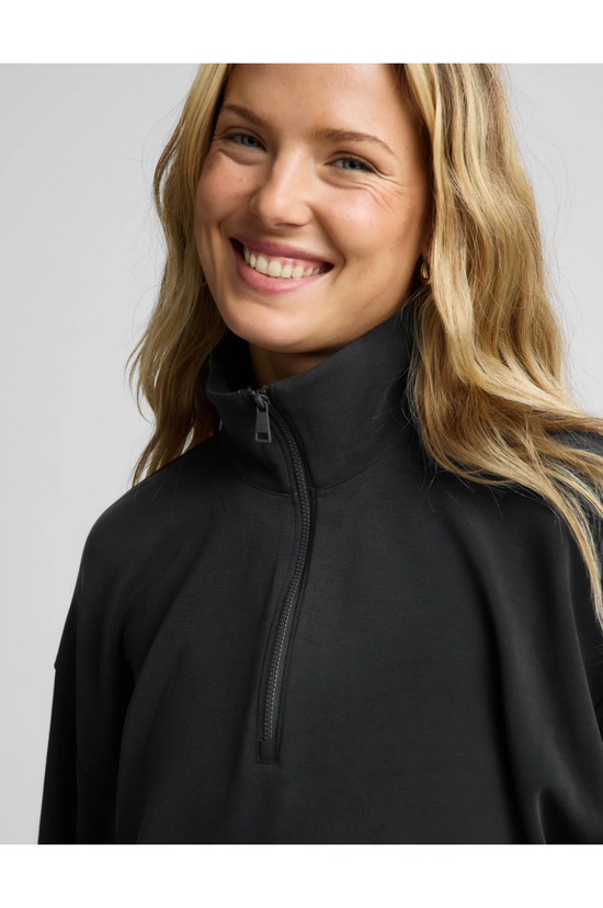 Luxe Sandwash Half Zip Pullover - Dark Charcoal