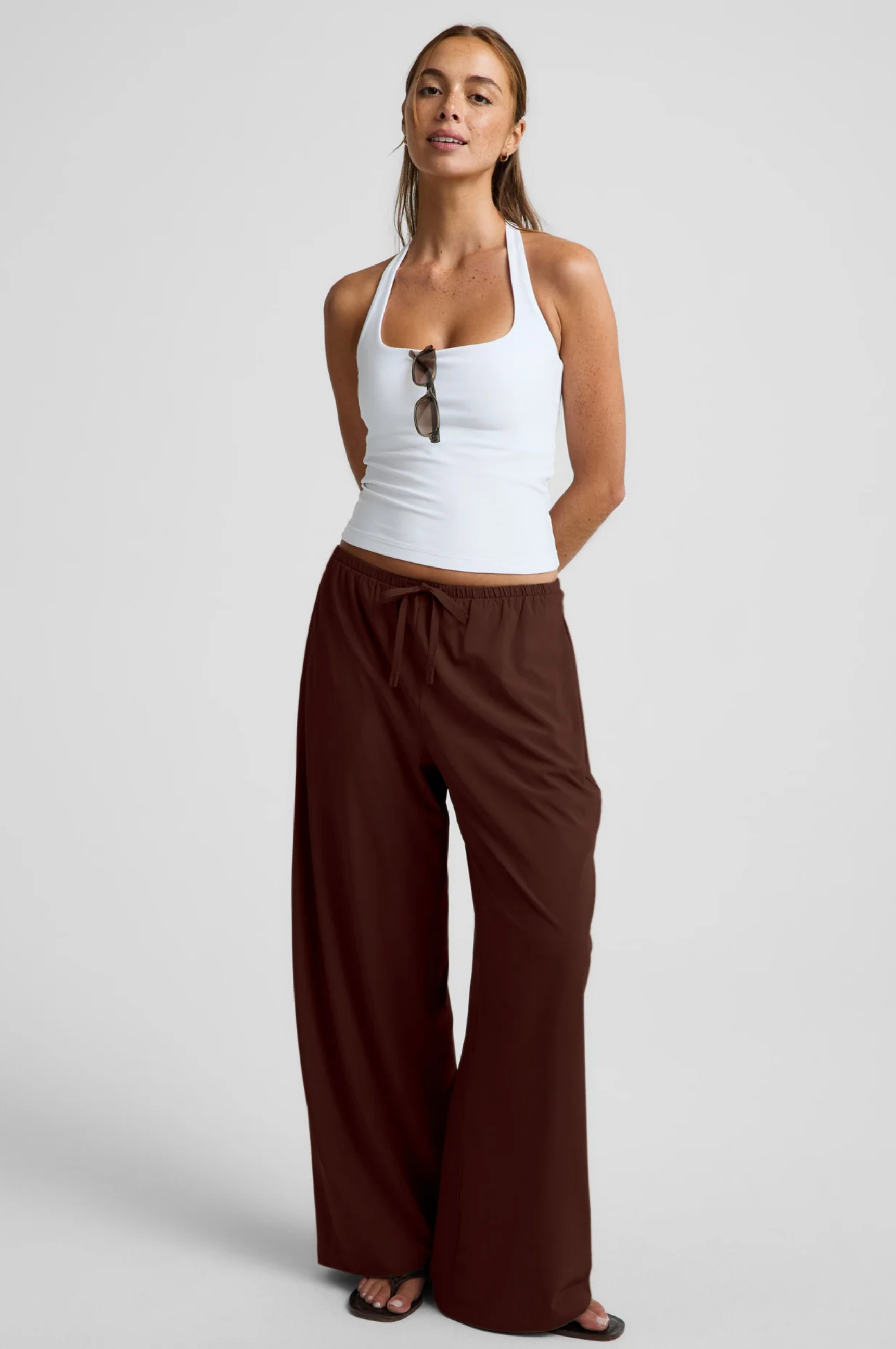 Solstice Drawstring Wide Leg Pant 29 - Iced Mocha
