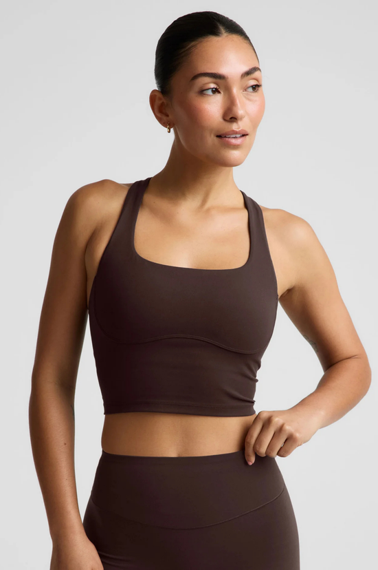 Glowzone Medium Impact Cropped Tank - Cocoa Plum