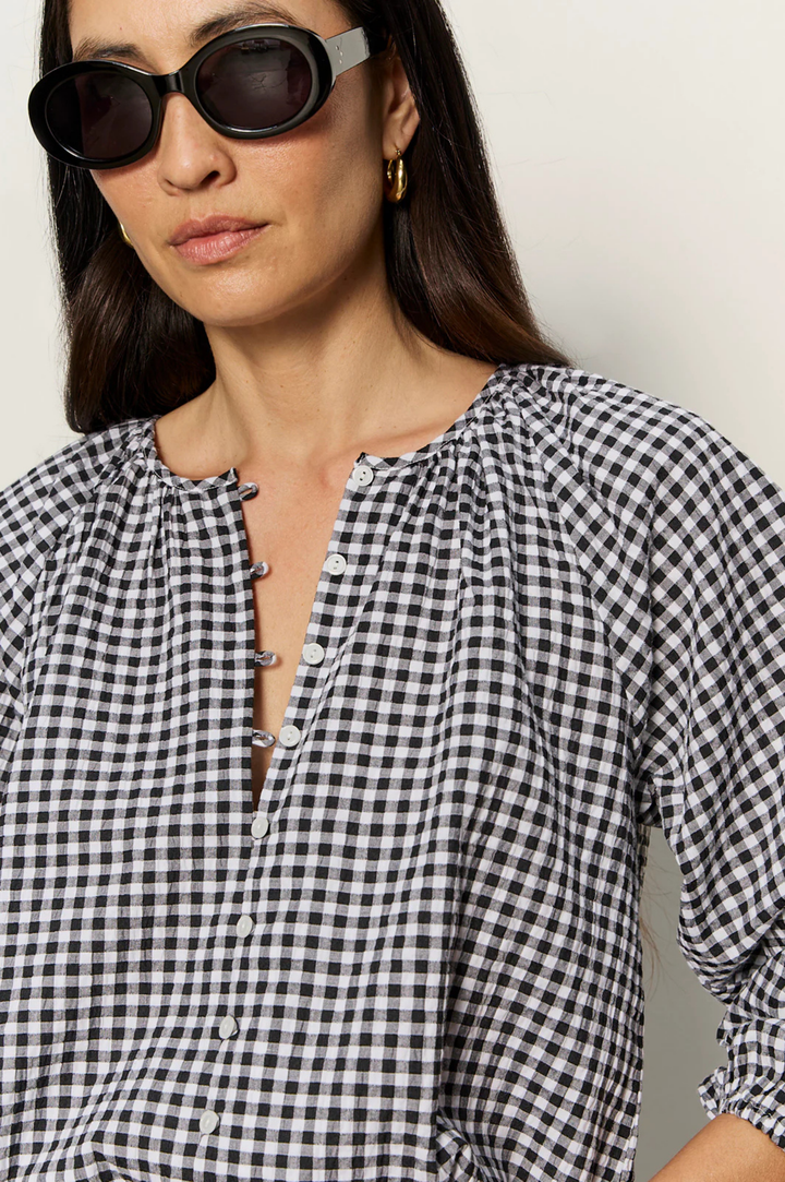 Perfect Gingham Button Blouse - Picnic