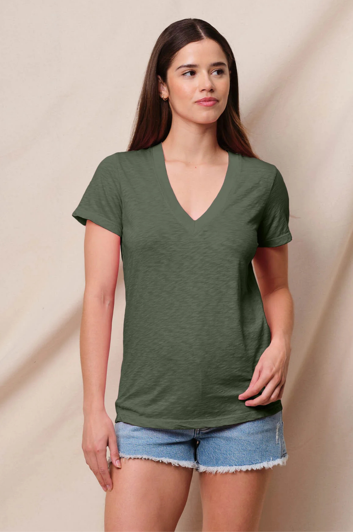 Deep V-Neck Tee - Loden