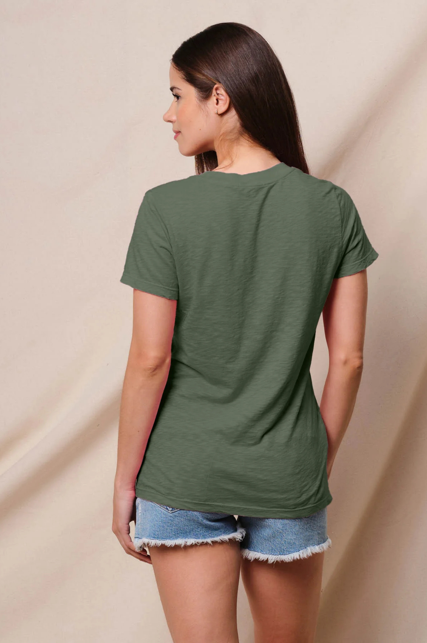 Deep V-Neck Tee - Loden