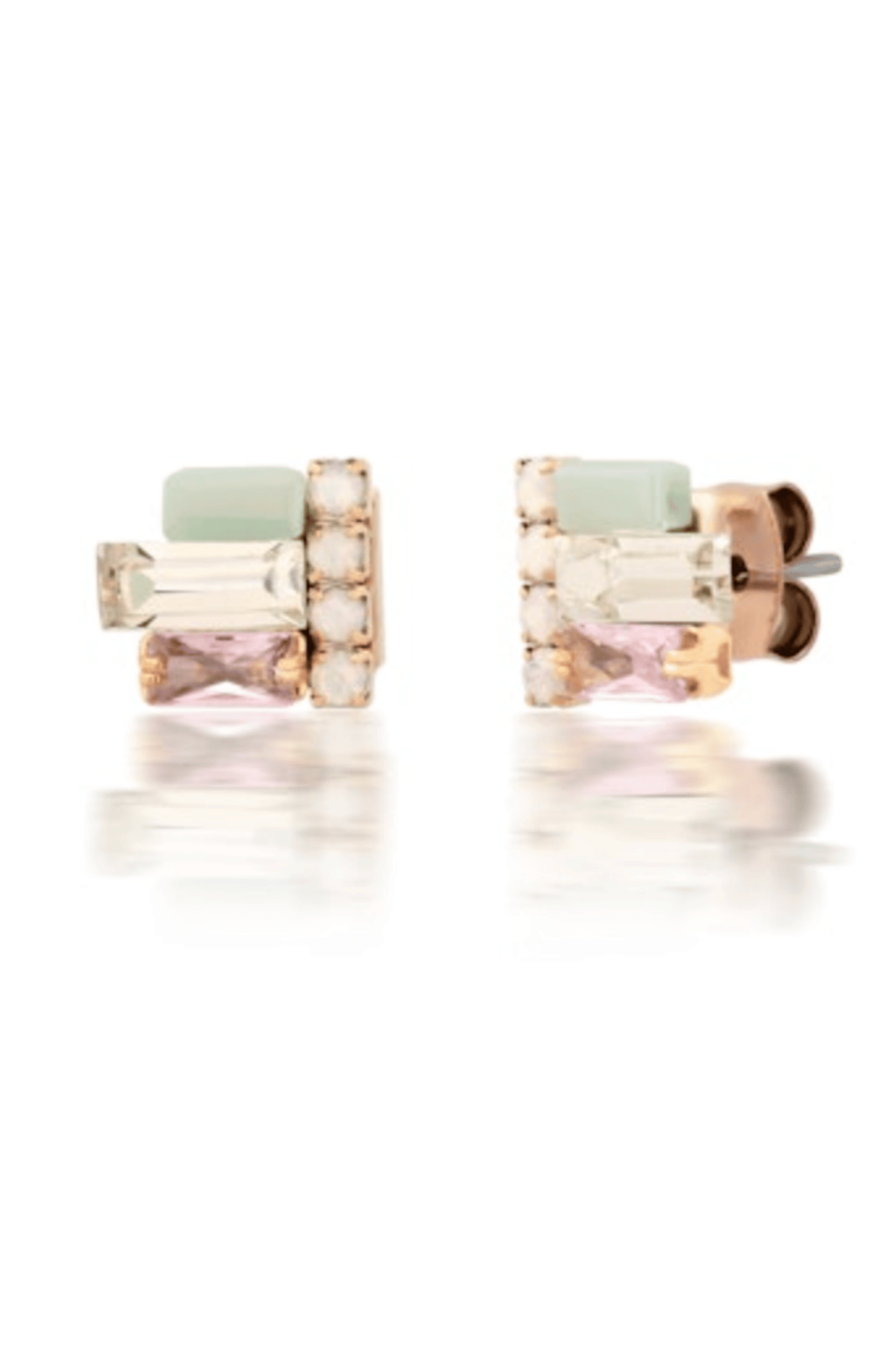 Milky Gem Emerald Cut Studs