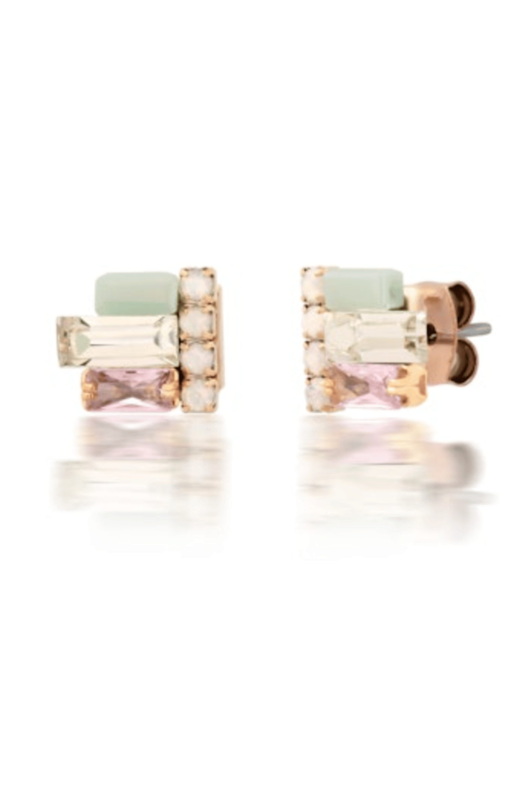 Milky Gem Emerald Cut Studs