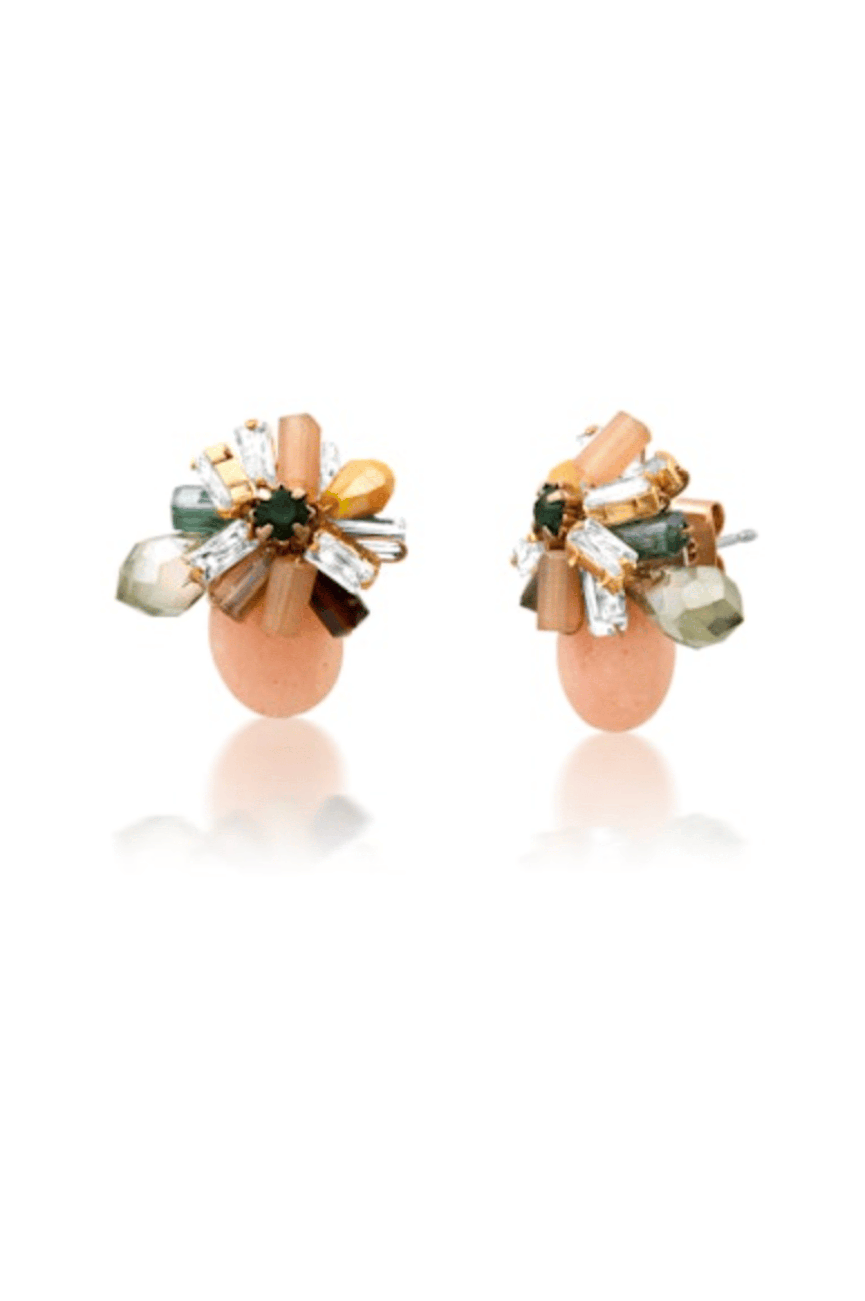Mixed Bead Teardrop Studs - Pink