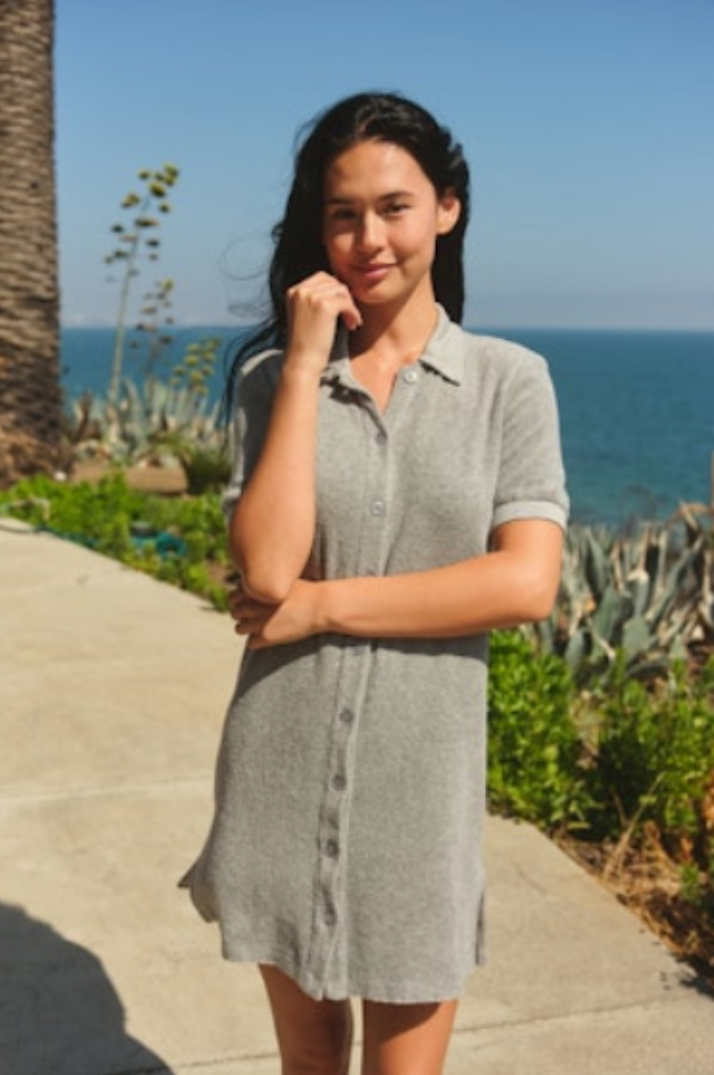 Polo Dress - Heather Grey