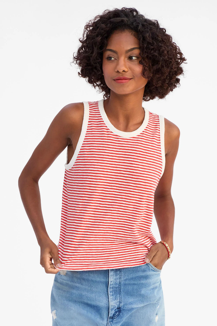 Camp Fit Tank - Bright Poppy & Cream