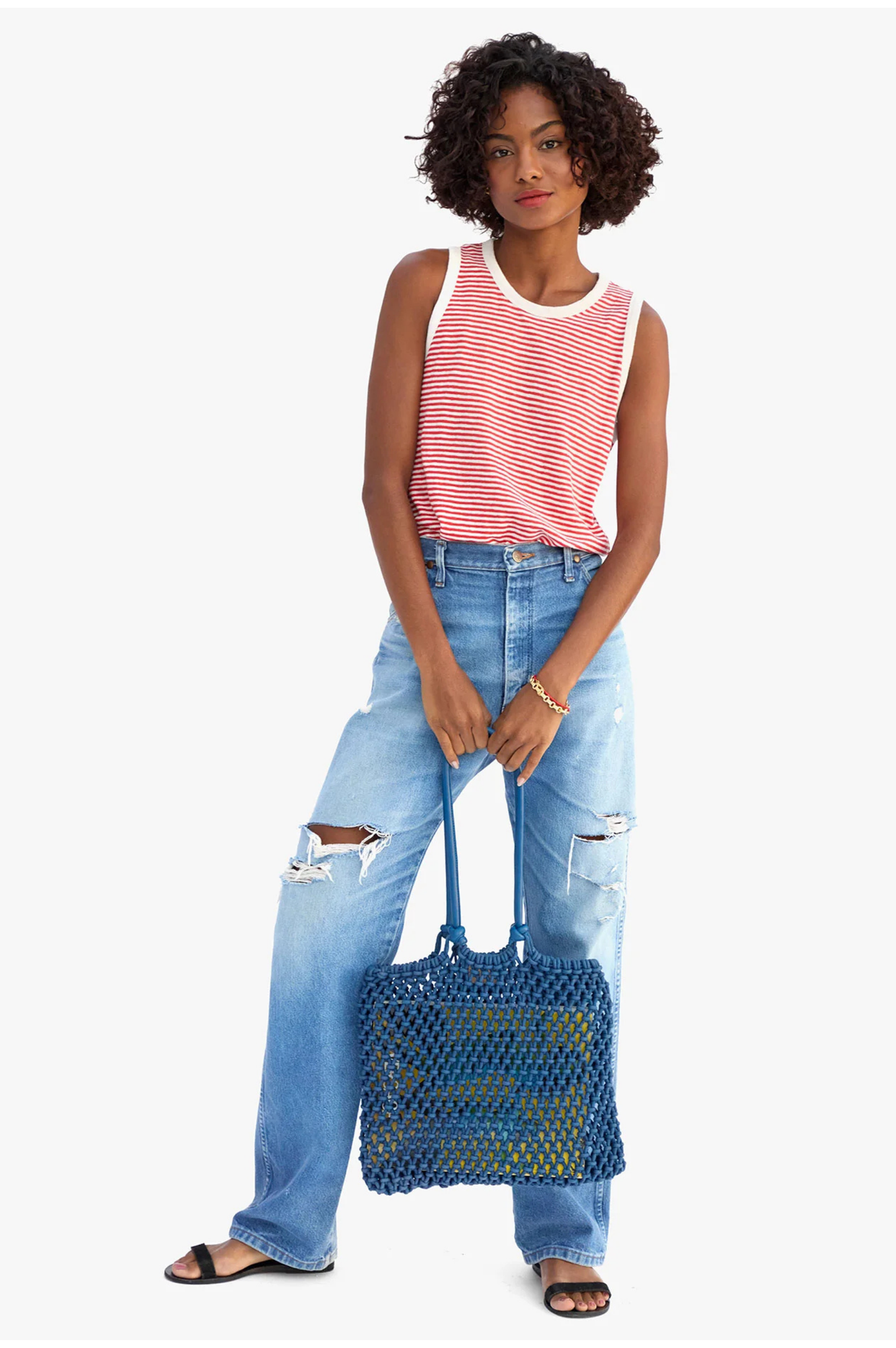 Camp Fit Tank - Bright Poppy & Cream