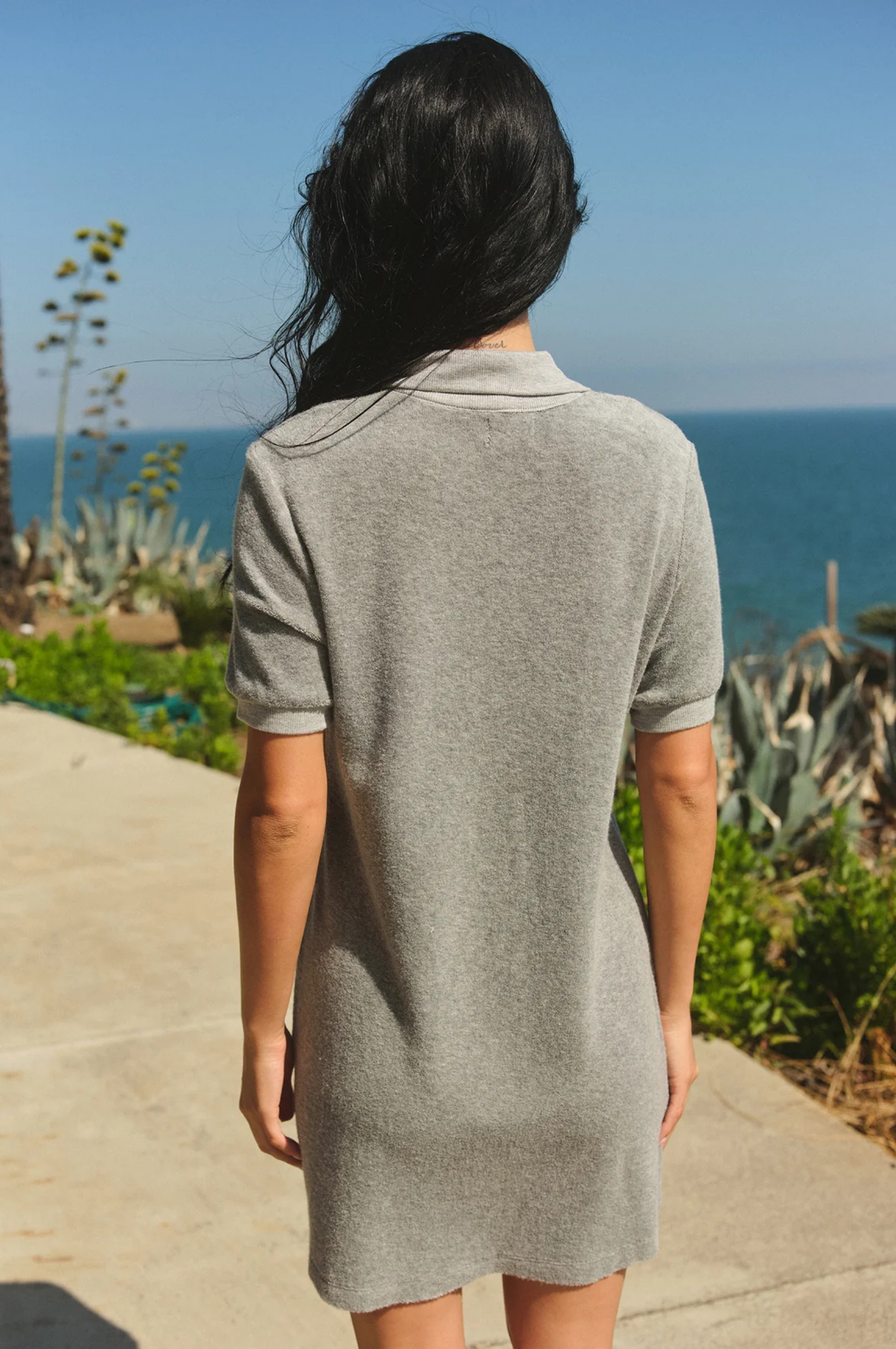 Polo Dress - Heather Grey