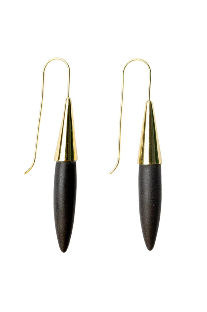 Elizabeth Ceramic Spike Earring - Black