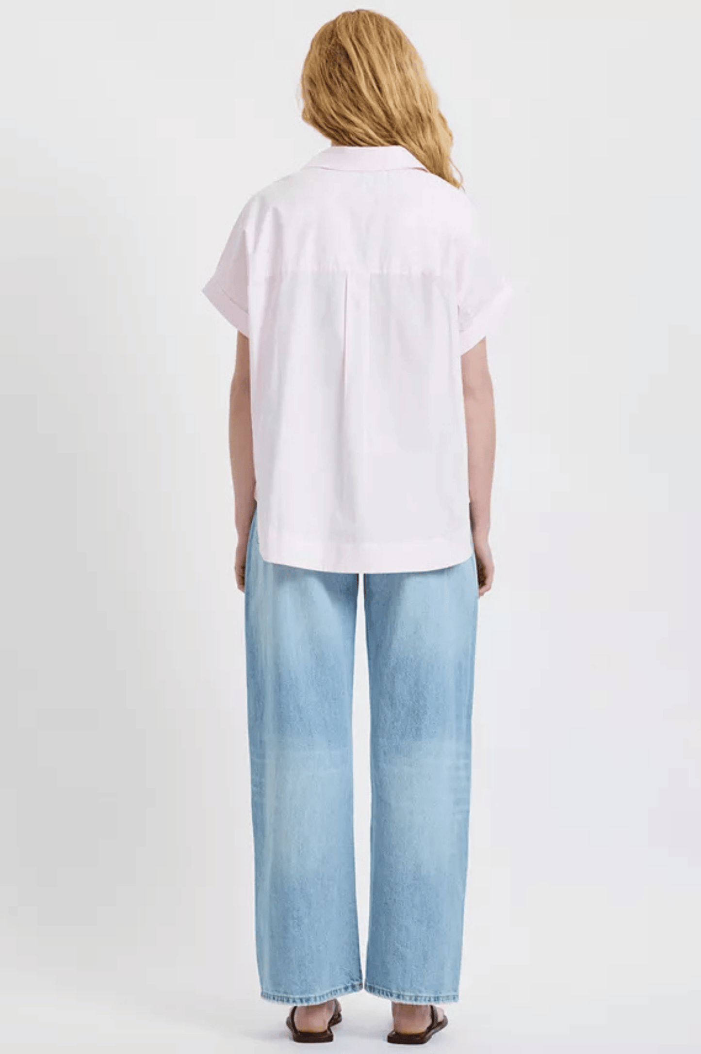Poplin Collar Short Sleeve Pullover - Pink Icing