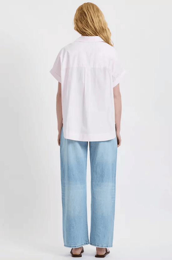 Poplin Collar Short Sleeve Pullover - Pink Icing