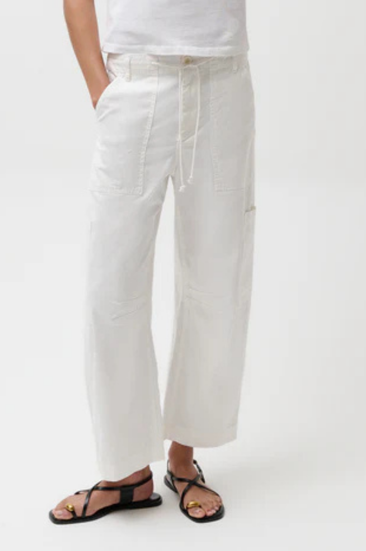 Sabrina Curved Utility Pant - White