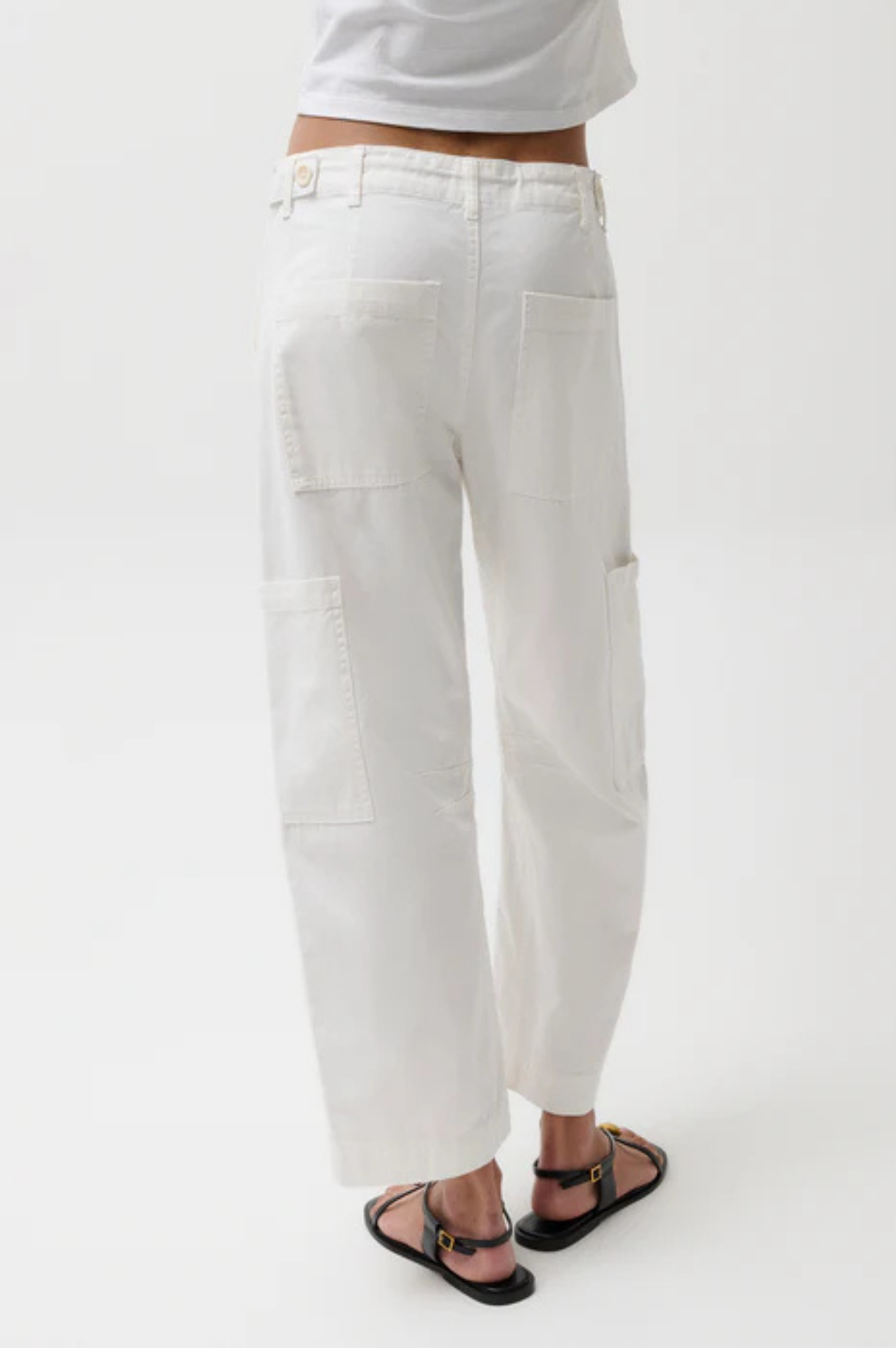 Sabrina Curved Utility Pant - White