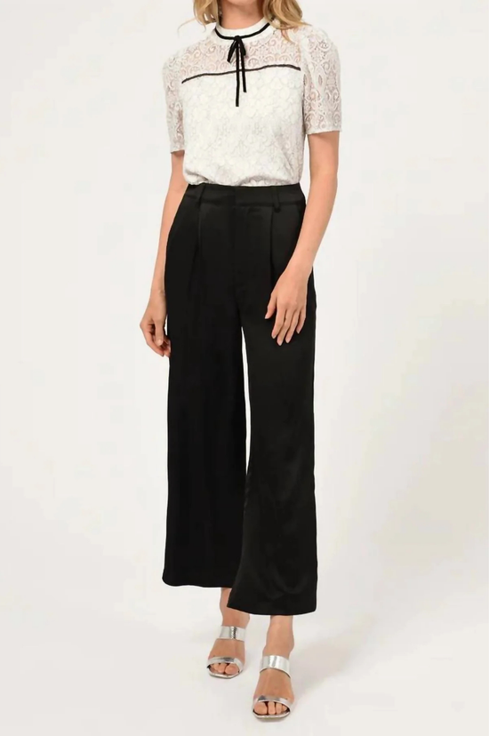 Lucia Pleat Front Wide Leg Trousers - Black