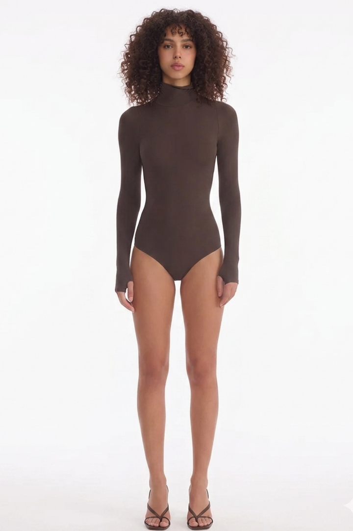 Ballet Long Sleeve Turtleneck with Thumbholes - Cameo