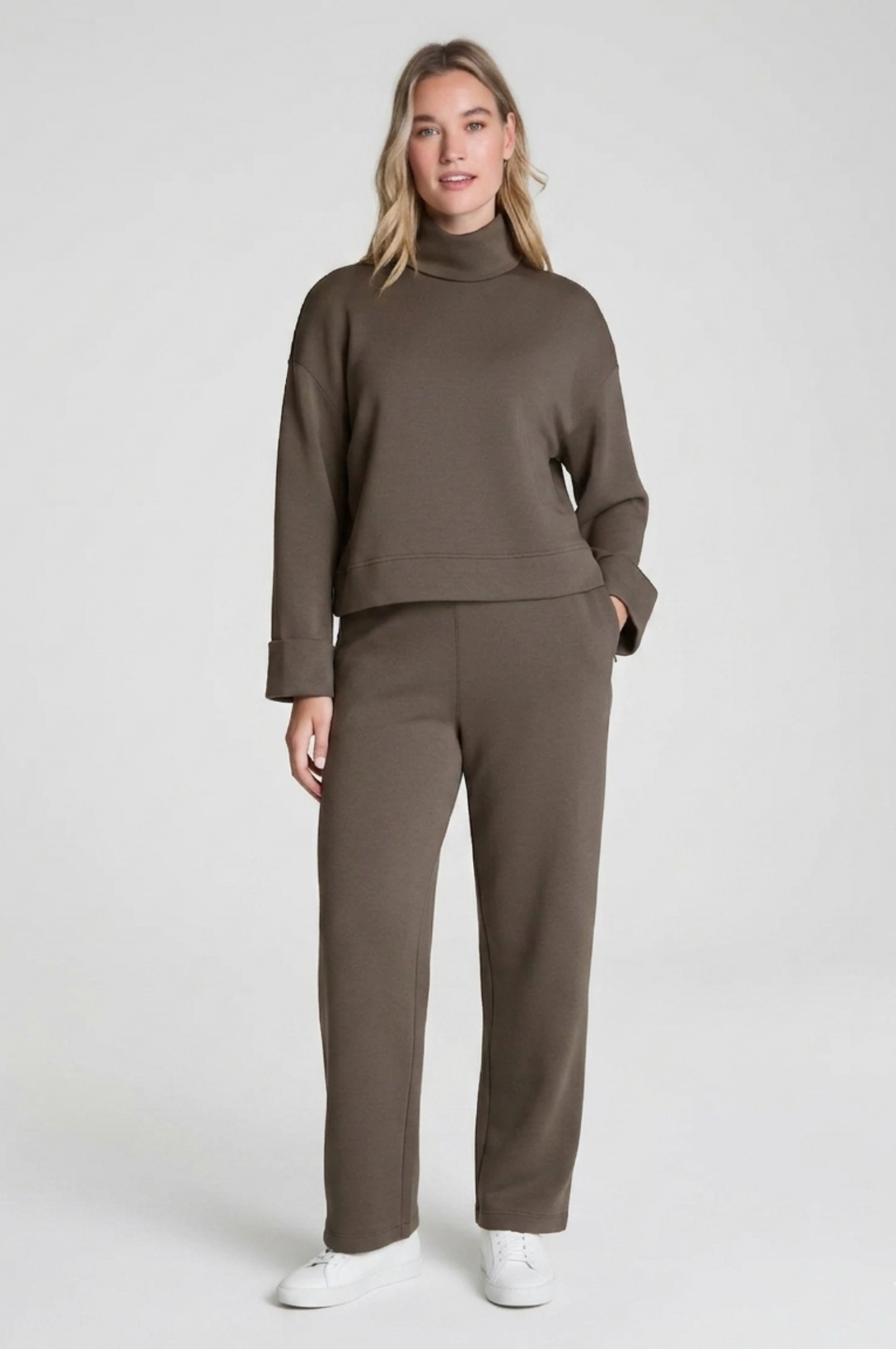 Air Essentials Cropped Turtleneck - Mineral
