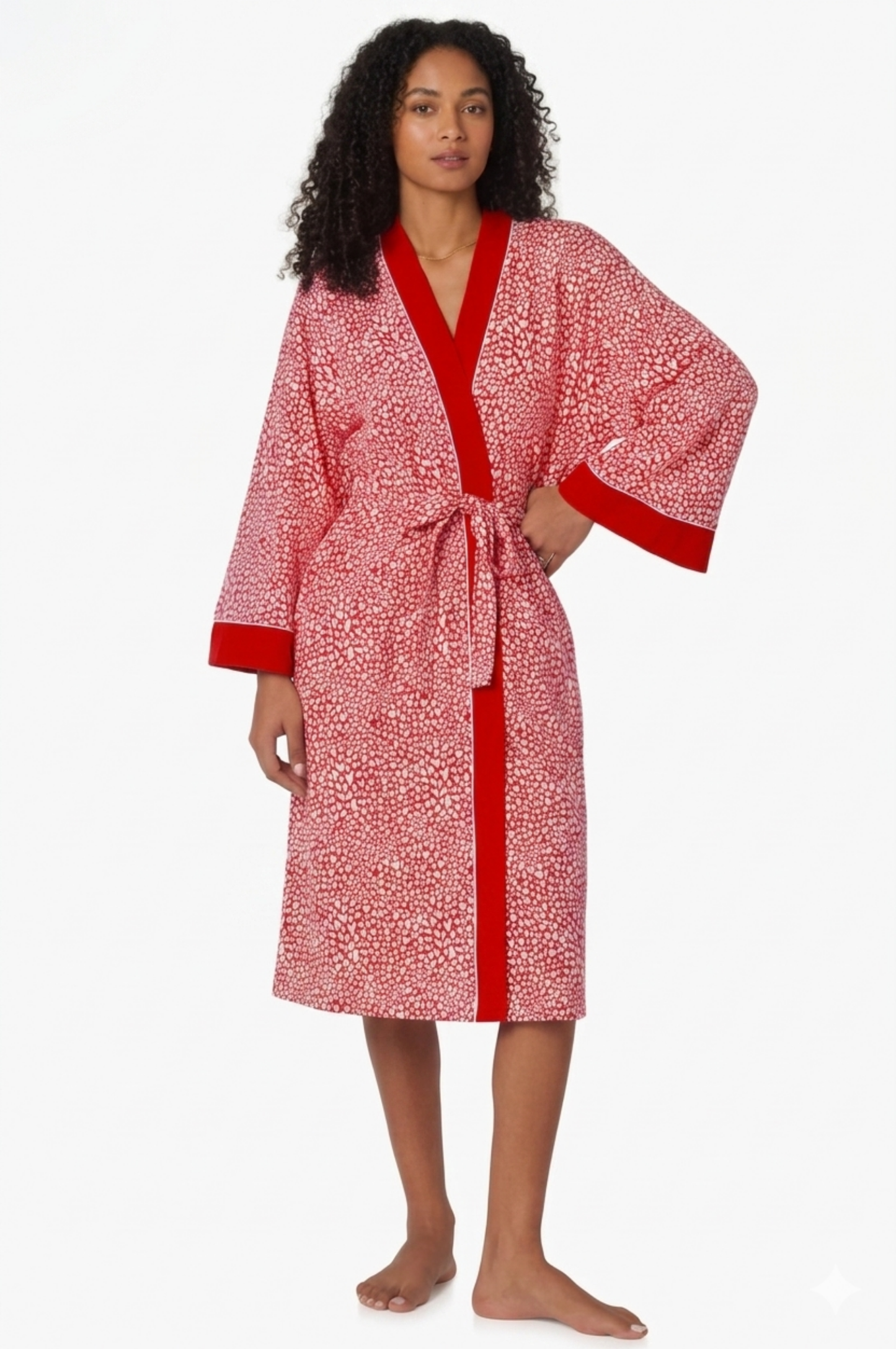 Bursting With Love Short Robe - Red/White
