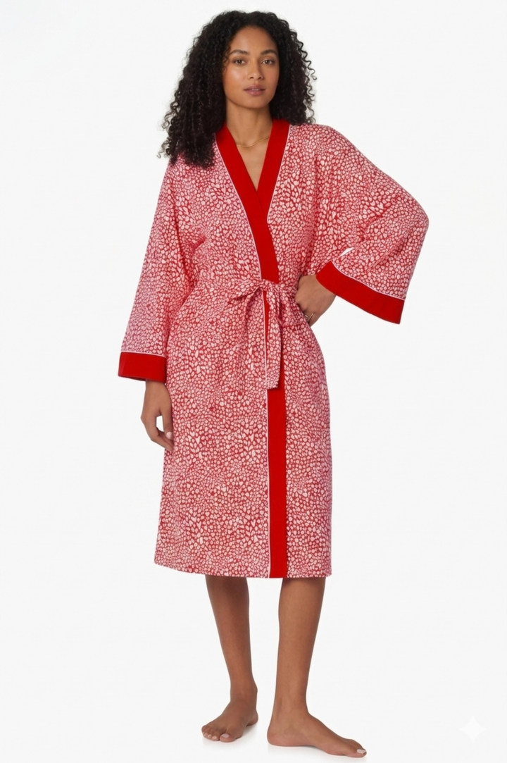 Bursting With Love Short Robe - Red/White