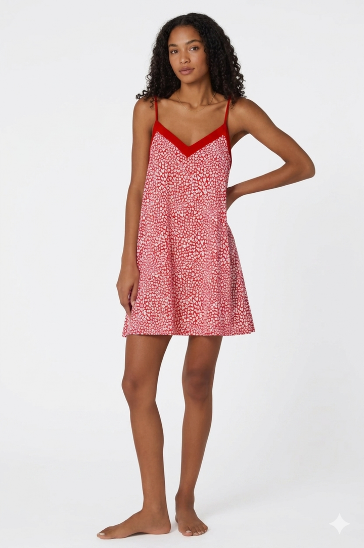 Bursting With Love Chemise - Red/White