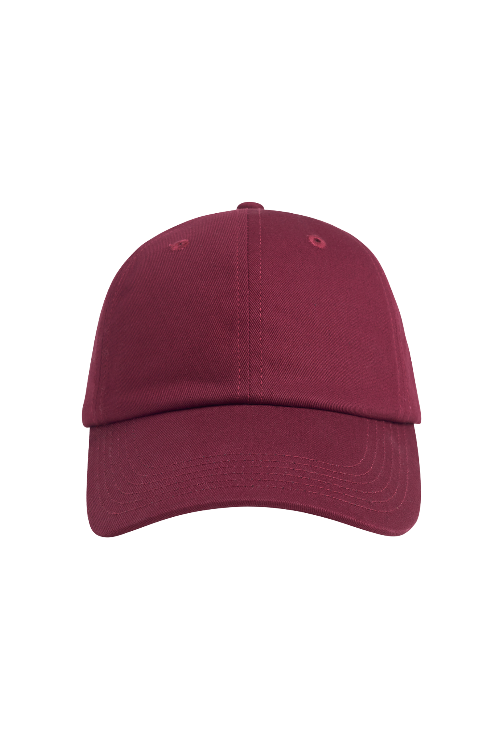 Baseball Cap with Leather Strap - Burgundy