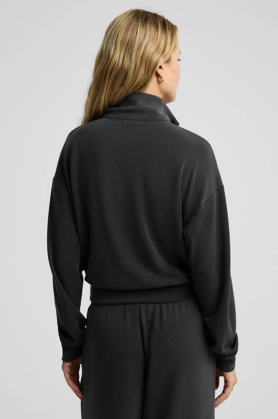 Luxe Sandwash Half Zip Pullover - Dark Charcoal