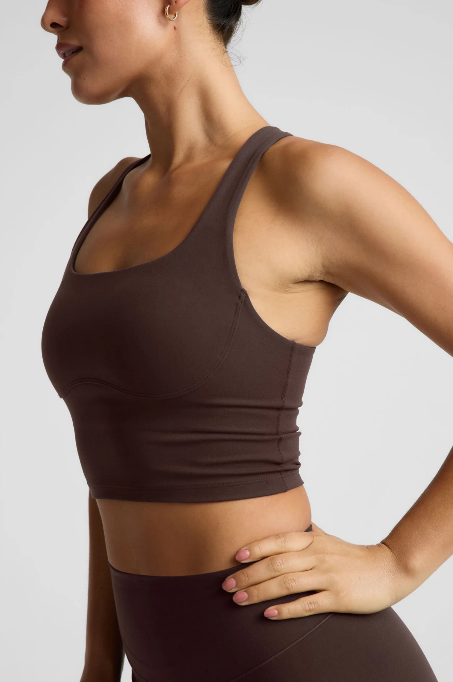 Glowzone Medium Impact Cropped Tank - Cocoa Plum
