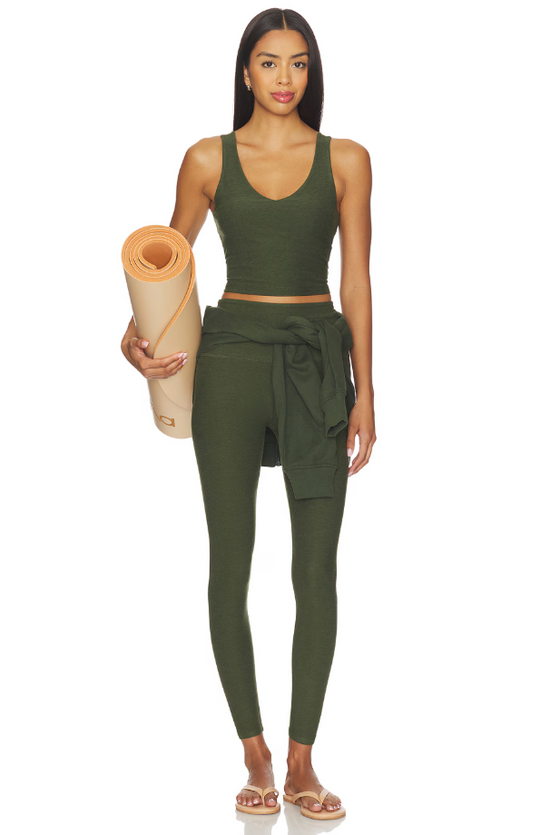 Spacedye Good Day Cropped Tank - Army Green Heather